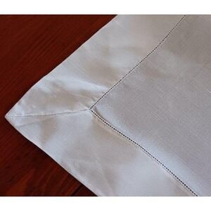 Wide White Irish Linen Table Runner Hemstitch 30x56 Small Tablecloth
